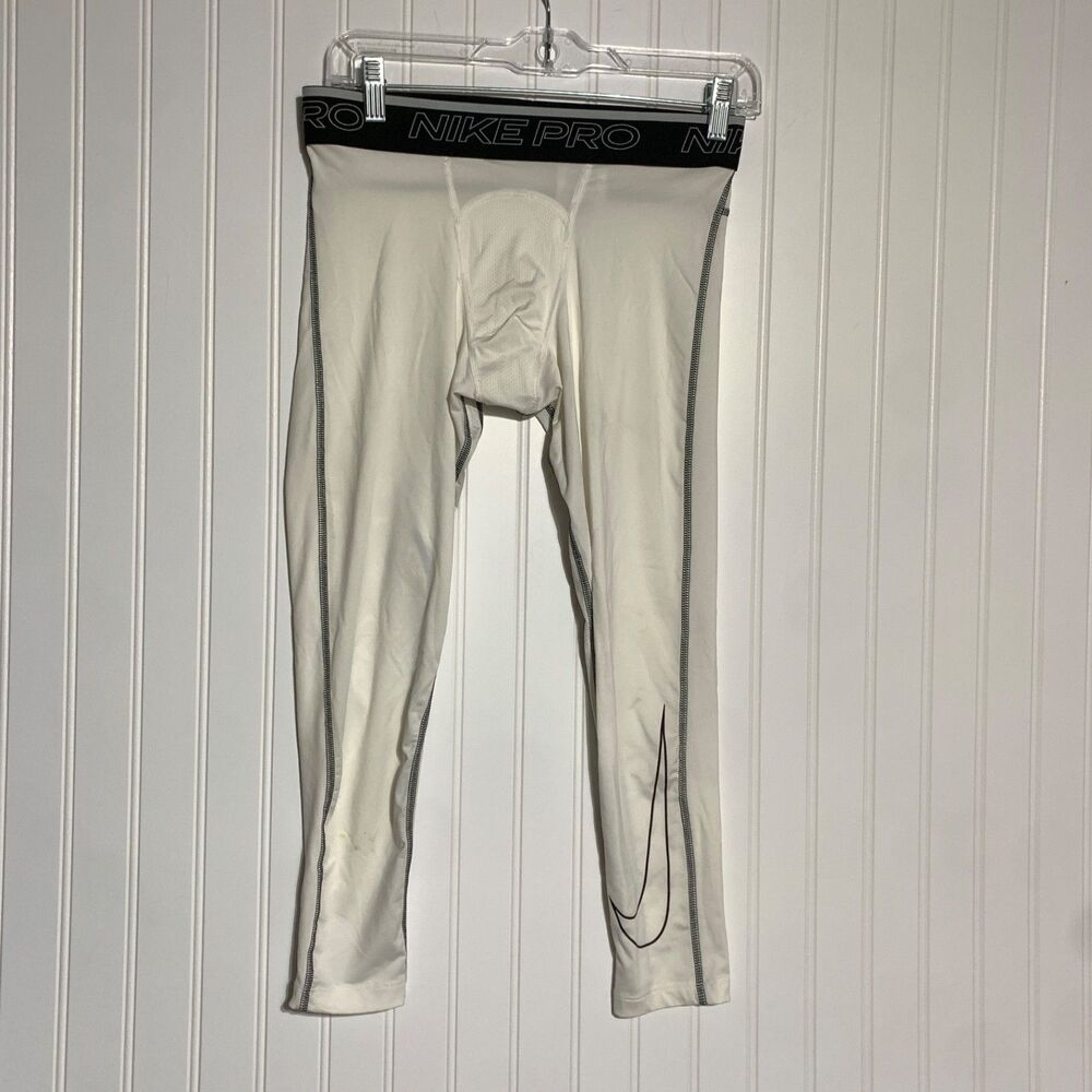 Nike PRO Dri-FIT Training Men's M White Tight Fit Full Length Tights DD1913